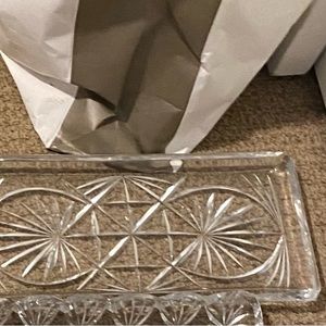 Crystal cut glass vintage rectangular platter